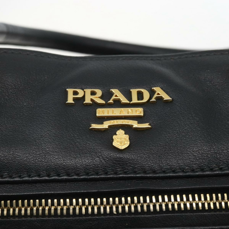 【日本直送】PRADA 手提包 皮革 2way 黑色 金色 Auth yk19782-20