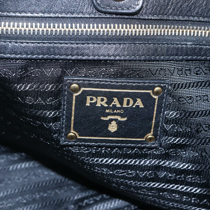 【日本直送】PRADA 手提包 皮革 2way 黑色 金色 Auth yk19782-21