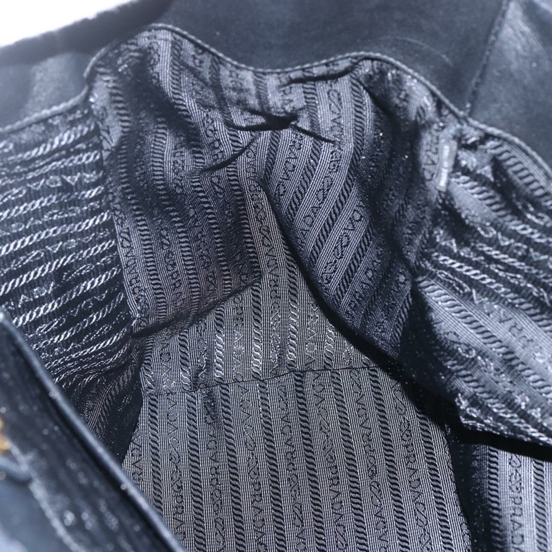 【日本直送】PRADA 手提包 皮革 2way 黑色 金色 Auth yk19782-24