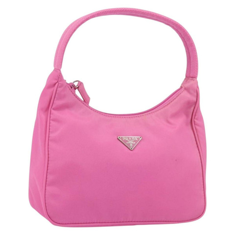 PRADA 手提包 尼龍 粉紅色 銀色 正品 155230V