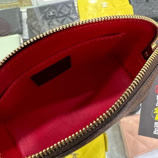 東區正精品㊣LV N47516 Pochette 全新未使用咖啡色棋盤格拉鍊貝殼包化妝包 RA1818-4