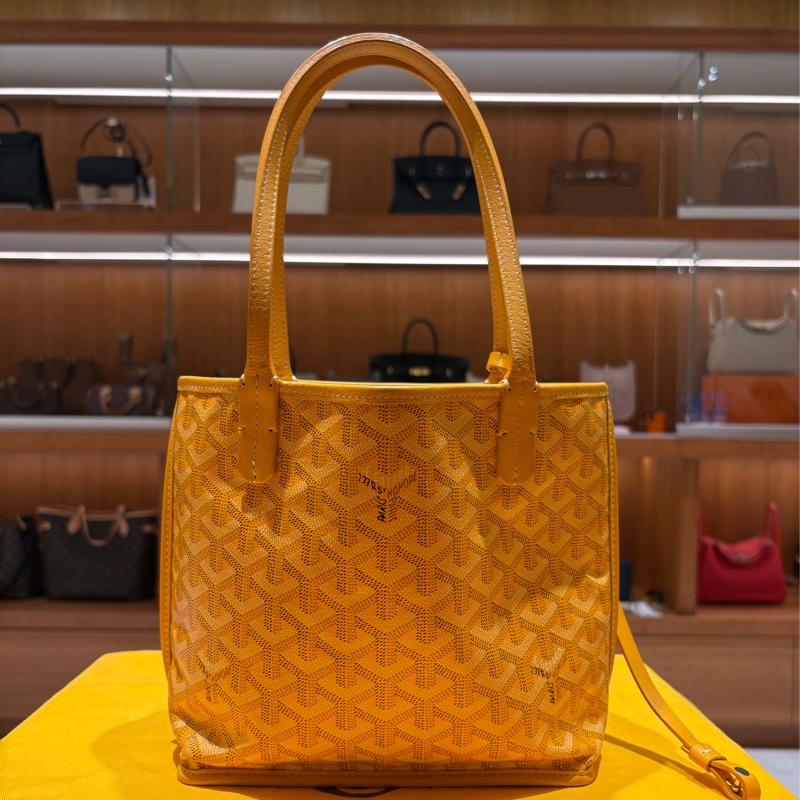 【小小一顆,藏著妳的風格】Goyard Anjou Mini 迷你托特包|雙面可用設計|經典黃老花帆布|附同色內袋!-6