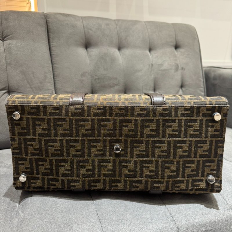 *SHIHNA名牌精品*FENDI Shopper FF 提花布料拼接小牛皮托特包-4