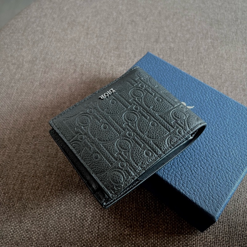 📢全新 極致低調的高級感🖤Dior 迪奧 牛皮壓紋零錢袋短夾 正品-5