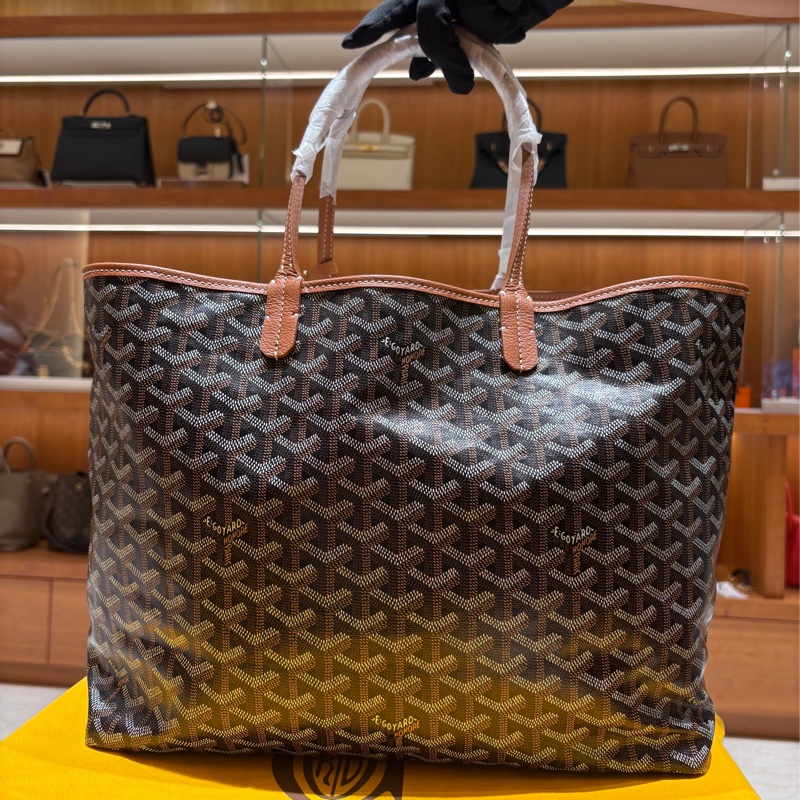 【托特天花板、容量大又超輕】Goyard Saint Louis PM 子母包|經典黑棕老花帆布|附原廠收納包,通勤出遊都實用-4