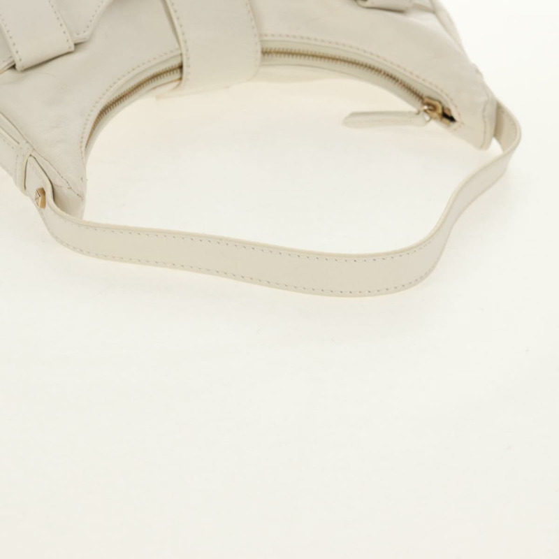 【日本直送】FENDI Mamma Baguette 單肩包,白色皮革,金色,正品,貨號 154081M-7