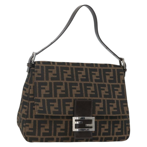 FENDI Zucca帆布Mamma Baguette單肩包 黑色棕色 正品 tb1254V