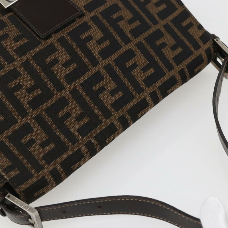 【日本直送】FENDI Zucca帆布Mamma Baguette單肩包 黑色棕色 正品 tb1254V-5