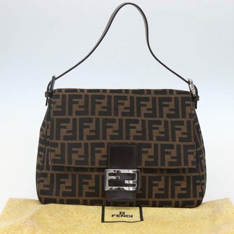 【日本直送】FENDI Zucca帆布Mamma Baguette單肩包 黑色棕色 正品 tb1254V-11