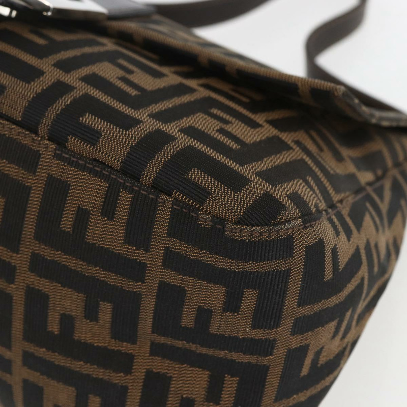 【日本直送】FENDI Zucca帆布Mamma Baguette單肩包 黑色棕色 正品 tb1254V-13