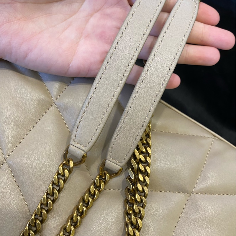 YSL Puffer mini 奶茶色雲朵包-13