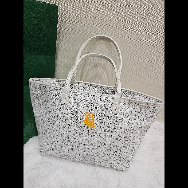 白色Goyard Artois PM 小號拉鍊肩背托特包 黃色蝴蝶Logo-0