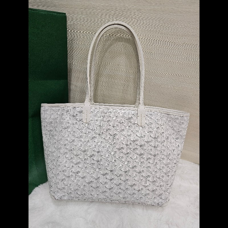 白色Goyard Artois PM 小號拉鍊肩背托特包 黃色蝴蝶Logo-1