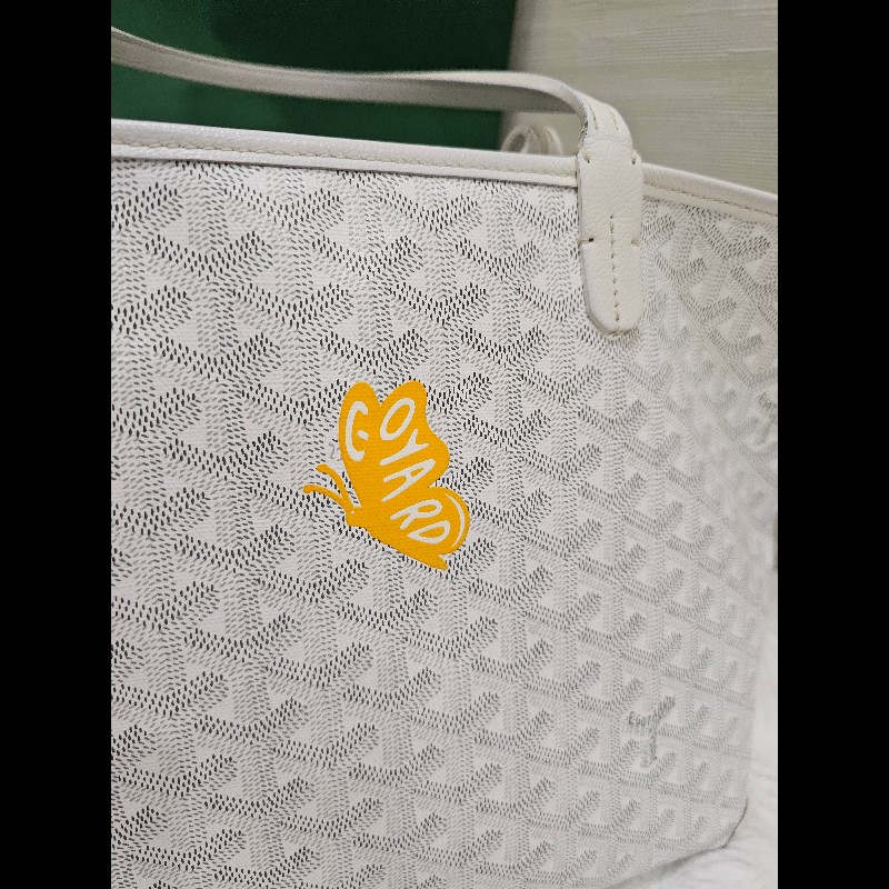 白色Goyard Artois PM 小號拉鍊肩背托特包 黃色蝴蝶Logo-7