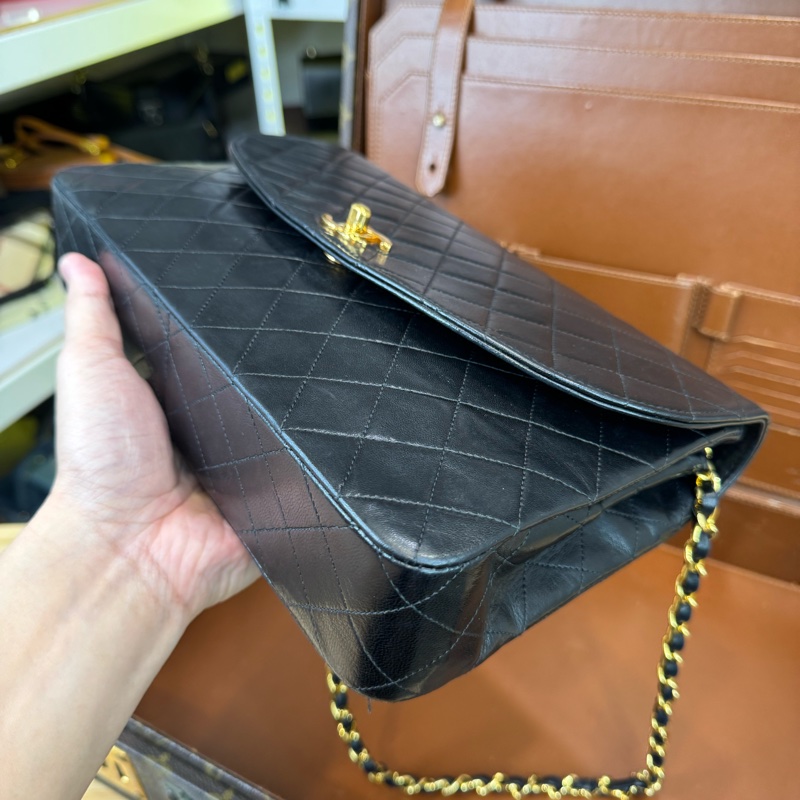 上架中🔑Chanel Vintage黑羊皮信封鏈包♠️罕見款-4