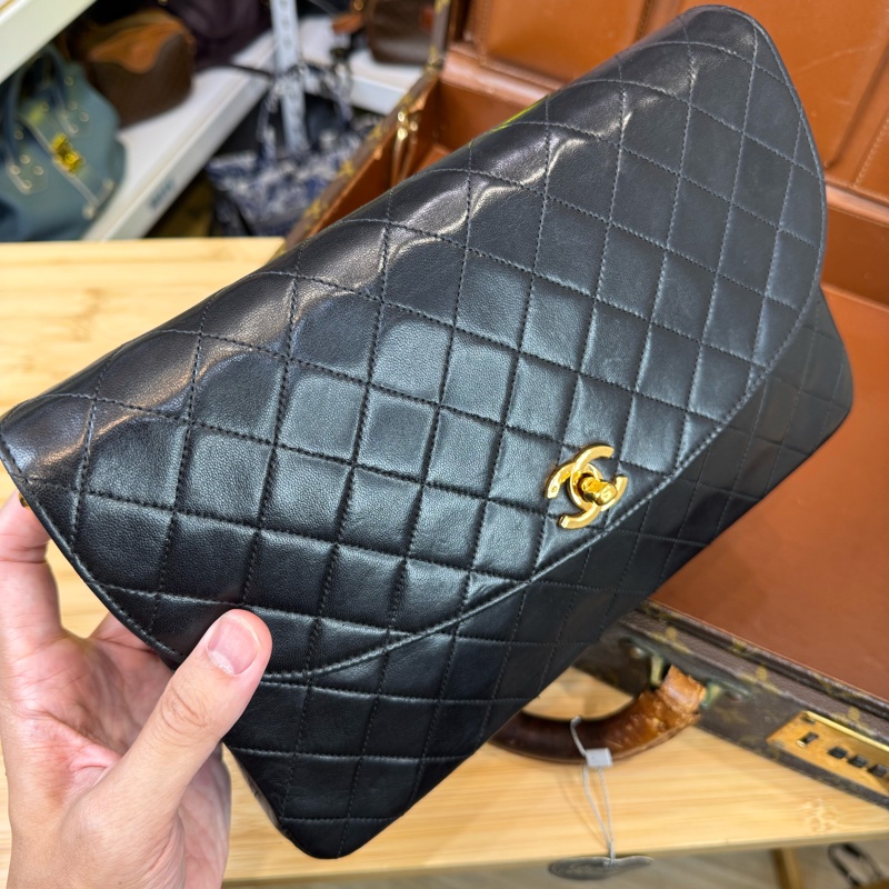 上架中🔑Chanel Vintage黑羊皮信封鏈包♠️罕見款-7