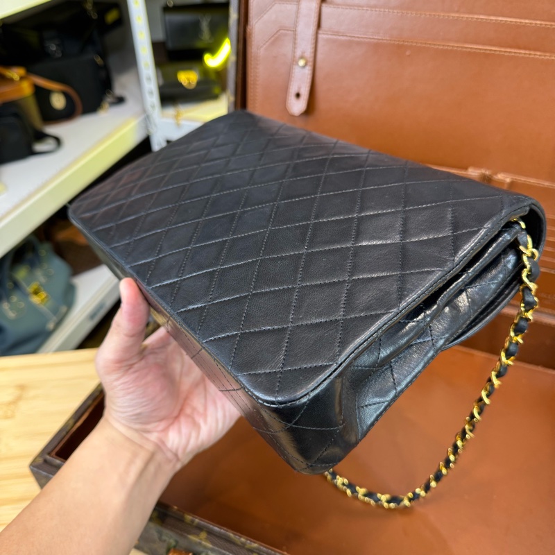 上架中🔑Chanel Vintage黑羊皮信封鏈包♠️罕見款-12