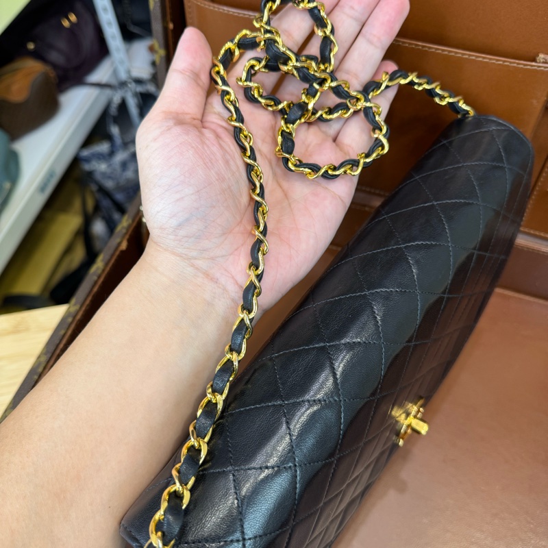 上架中🔑Chanel Vintage黑羊皮信封鏈包♠️罕見款-13
