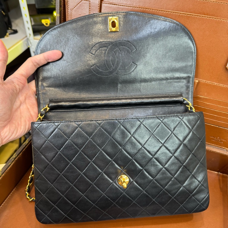 上架中🔑Chanel Vintage黑羊皮信封鏈包♠️罕見款-17