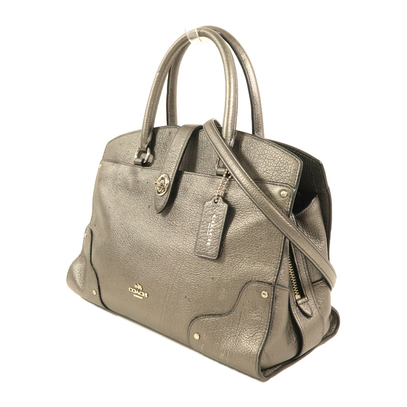 COACH 牛皮皮革Mercer Satchel 30銀扣手挽肩背兩用袋-2