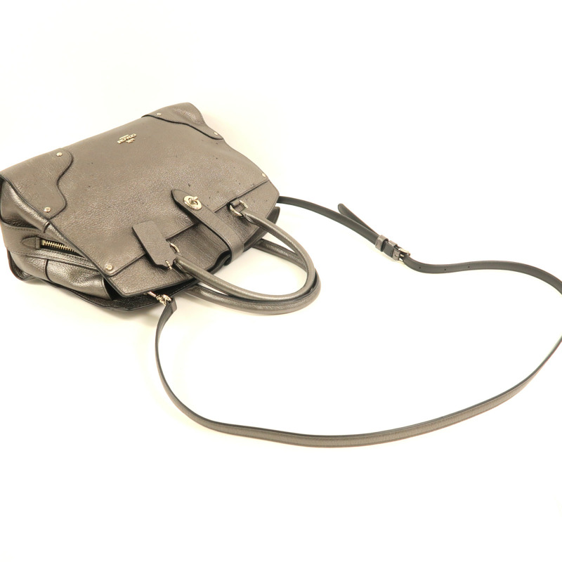 COACH 牛皮皮革Mercer Satchel 30銀扣手挽肩背兩用袋-6