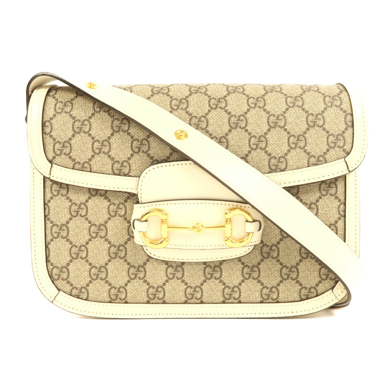 GUCCI 塗層帆布Horsebit 1955金扣肩背袋-0