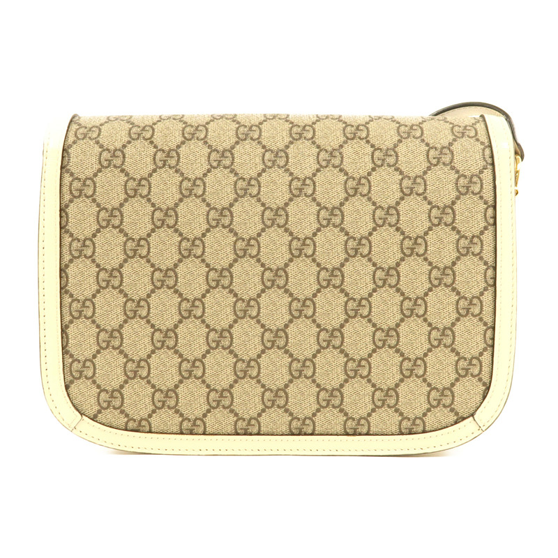 GUCCI 塗層帆布Horsebit 1955金扣肩背袋-1
