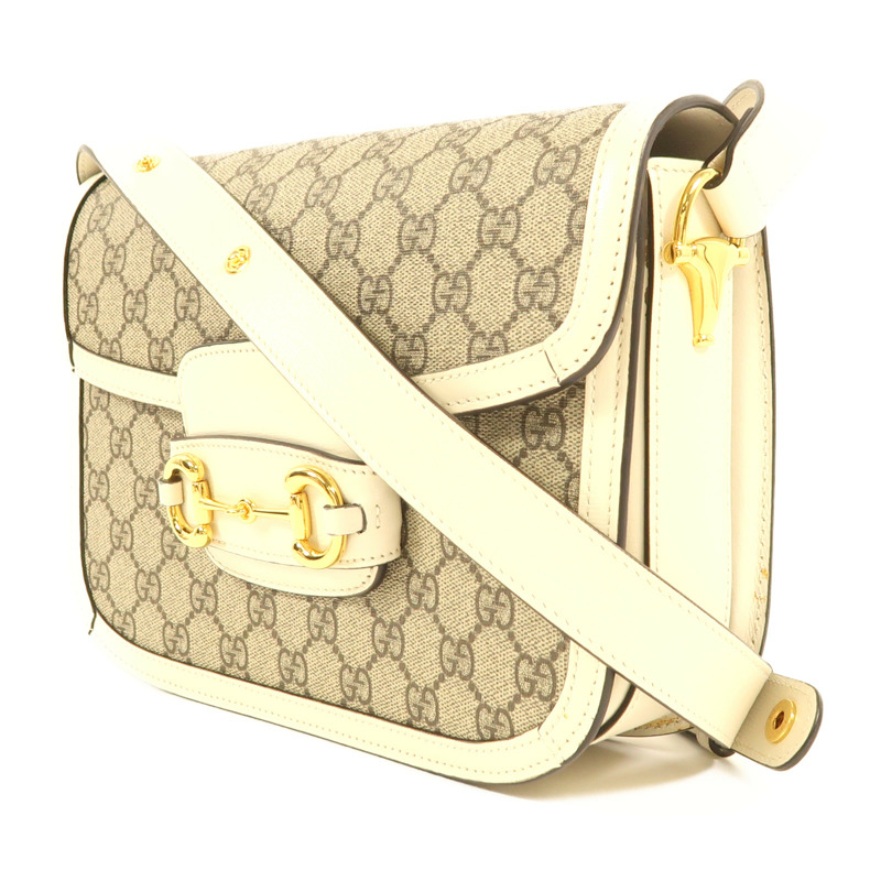 GUCCI 塗層帆布Horsebit 1955金扣肩背袋-2