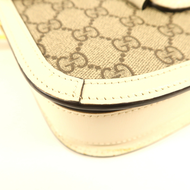 GUCCI 塗層帆布Horsebit 1955金扣肩背袋-10