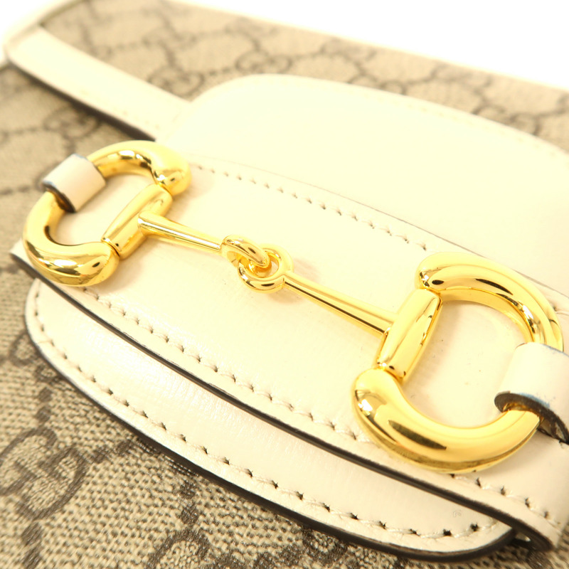 GUCCI 塗層帆布Horsebit 1955金扣肩背袋-15