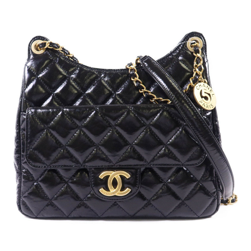 CHANEL 牛皮皮革23B Hobo Bag金扣鏈帶肩背袋-0
