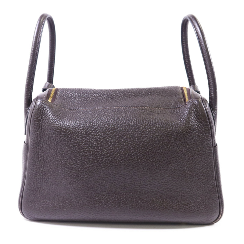 HERMES Clemence皮革Lindy 26金扣手挽肩背兩用袋Ebene-1