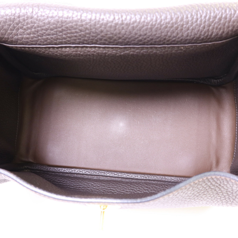 HERMES Clemence皮革Lindy 26金扣手挽肩背兩用袋Ebene-5