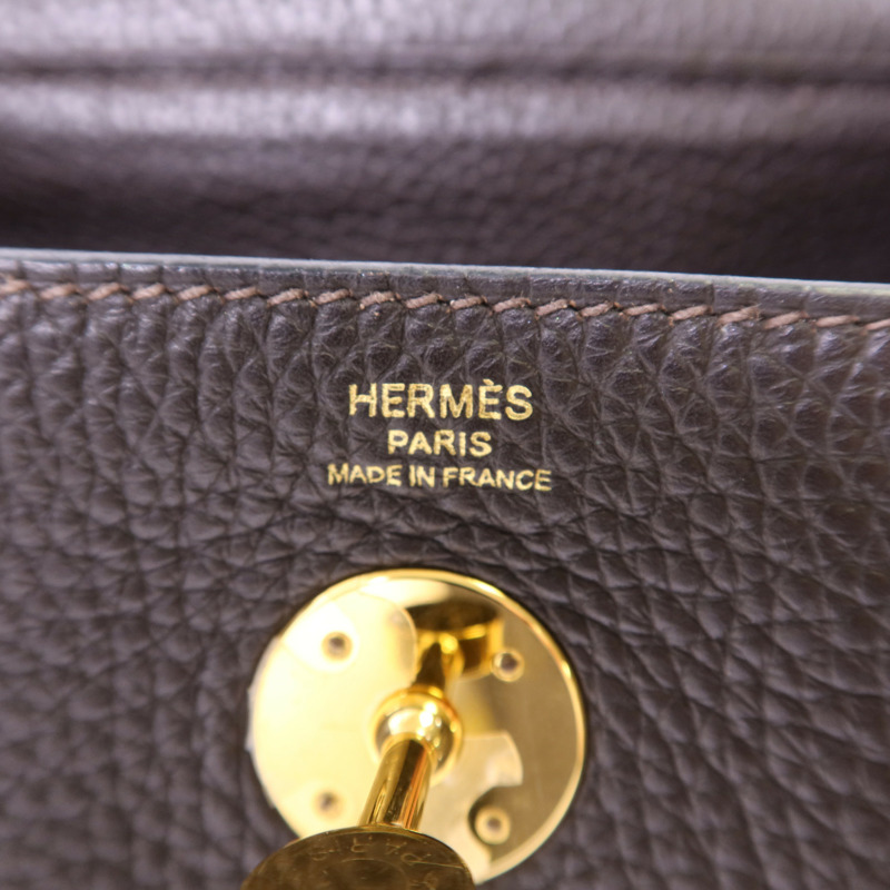 HERMES Clemence皮革Lindy 26金扣手挽肩背兩用袋Ebene-6