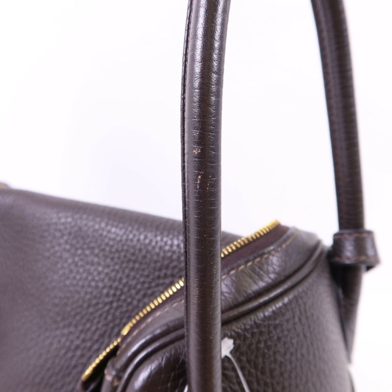 HERMES Clemence皮革Lindy 26金扣手挽肩背兩用袋Ebene-14