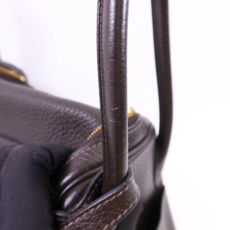 HERMES Clemence皮革Lindy 26金扣手挽肩背兩用袋Ebene-16