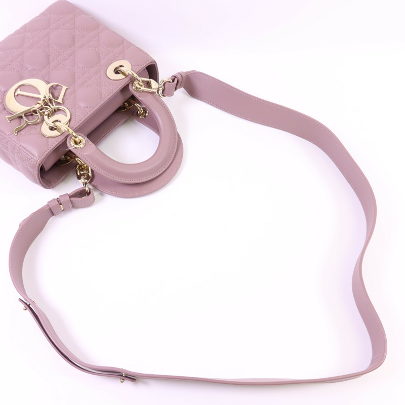 Dior 羊皮皮革Lady Dior金扣手挽肩背兩用袋-4