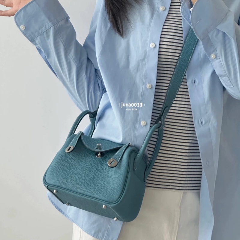 爱马仕Minilindy 北方蓝金扣  Swift皮 Y刻 裸包-0