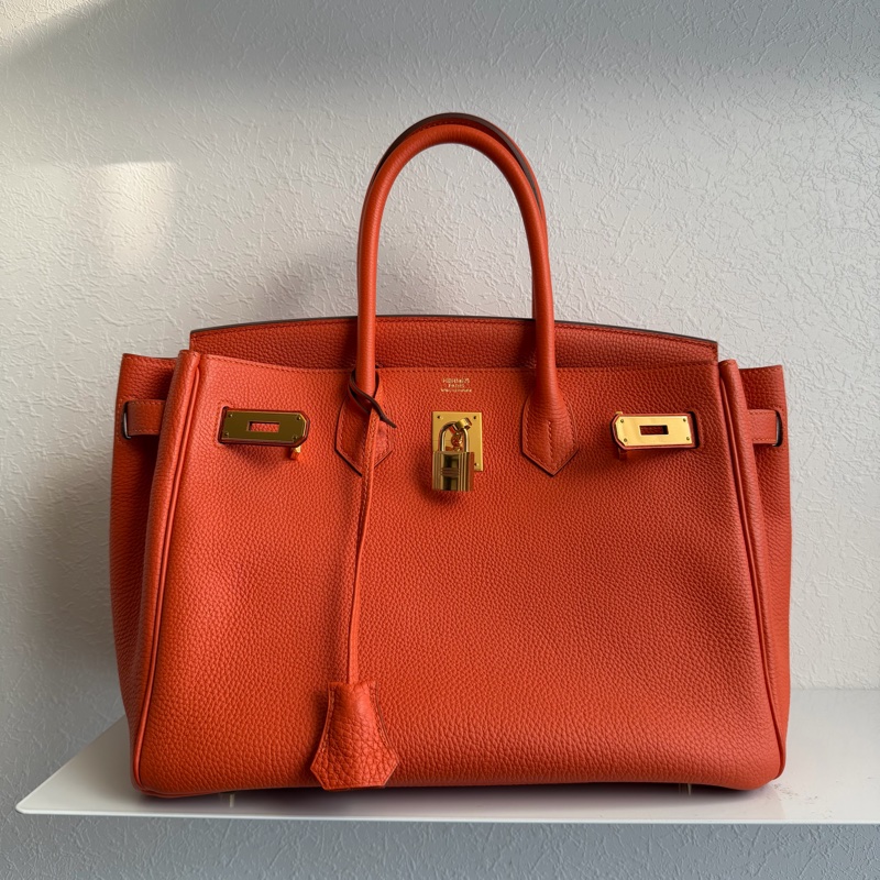 Hermes 9j橘鉑金30 Birkin 30金釦-0