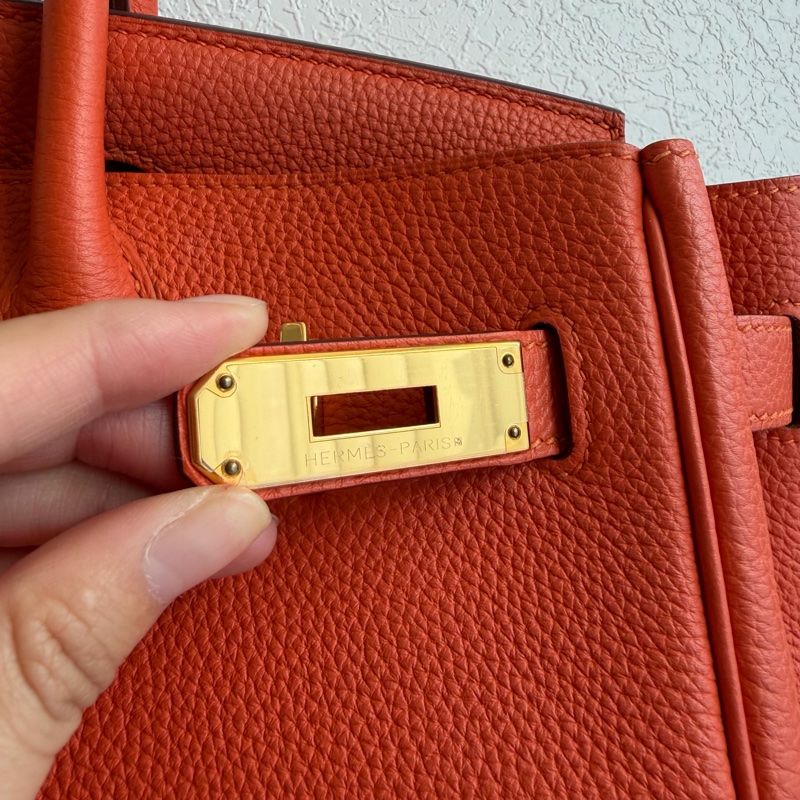 Hermes 9j橘鉑金30 Birkin 30金釦-15