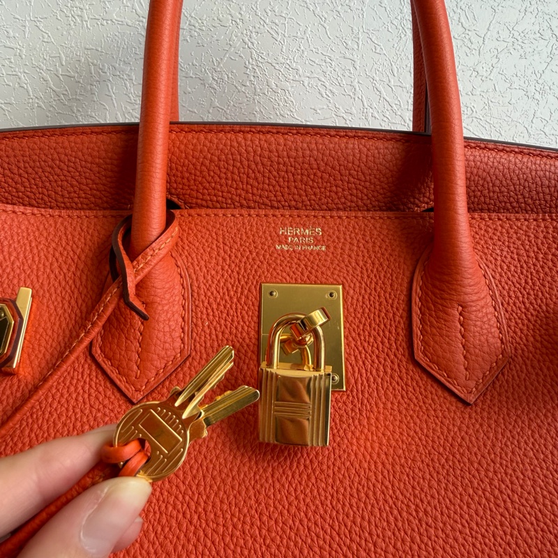 Hermes 9j橘鉑金30 Birkin 30金釦-17