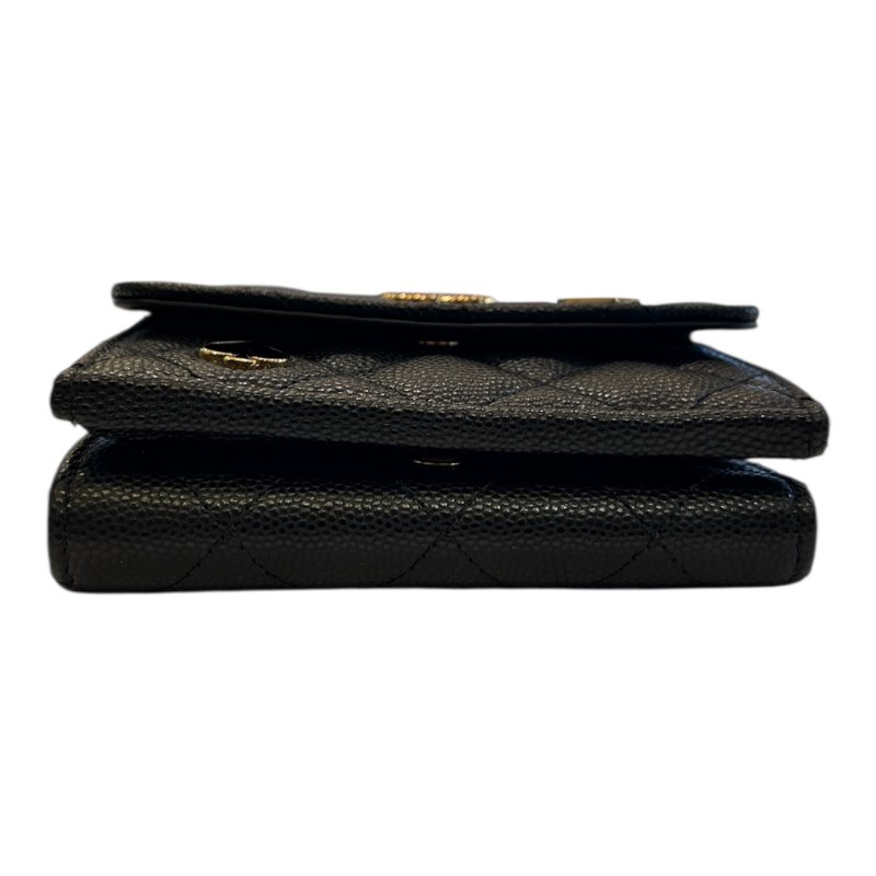 chanel黑金荔枝紋撲克牌圖案三折短夾-2