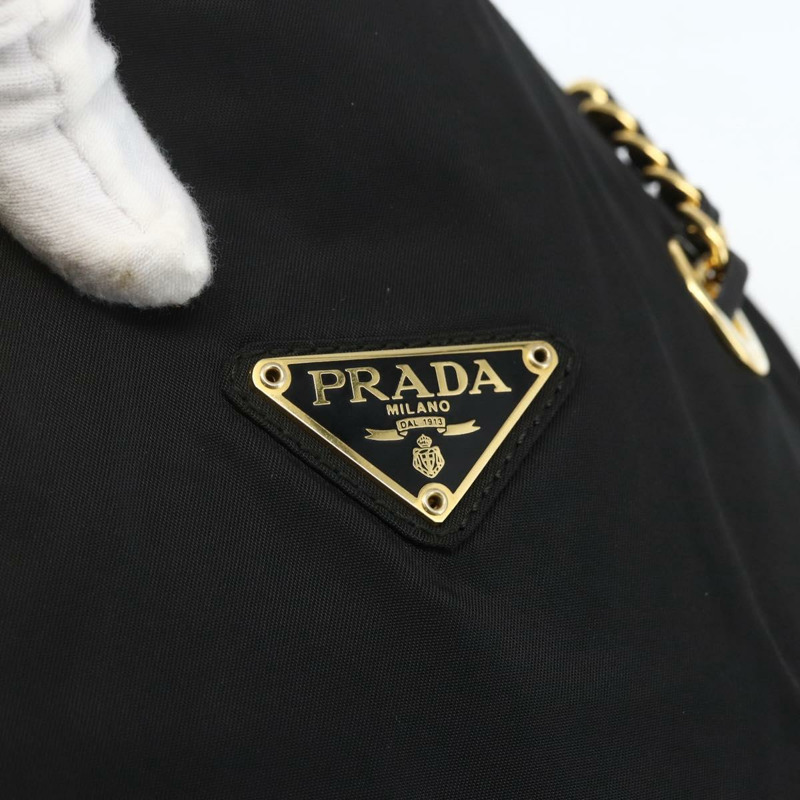 【日本直送】PRADA 尼龍黑色金色鏈條單肩包 正品 156178V-17
