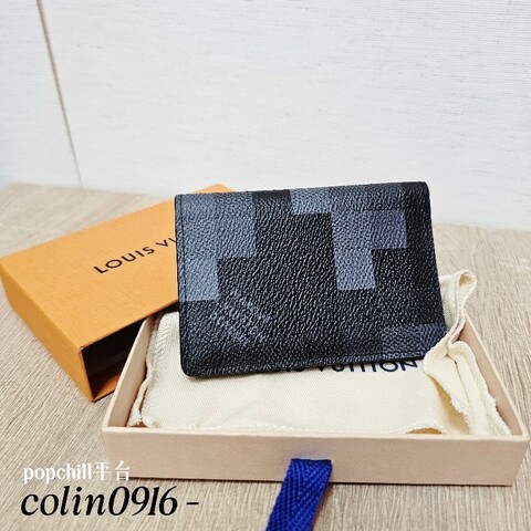 [極新品況❣️] LV黑灰漸層棋盤格對開卡夾