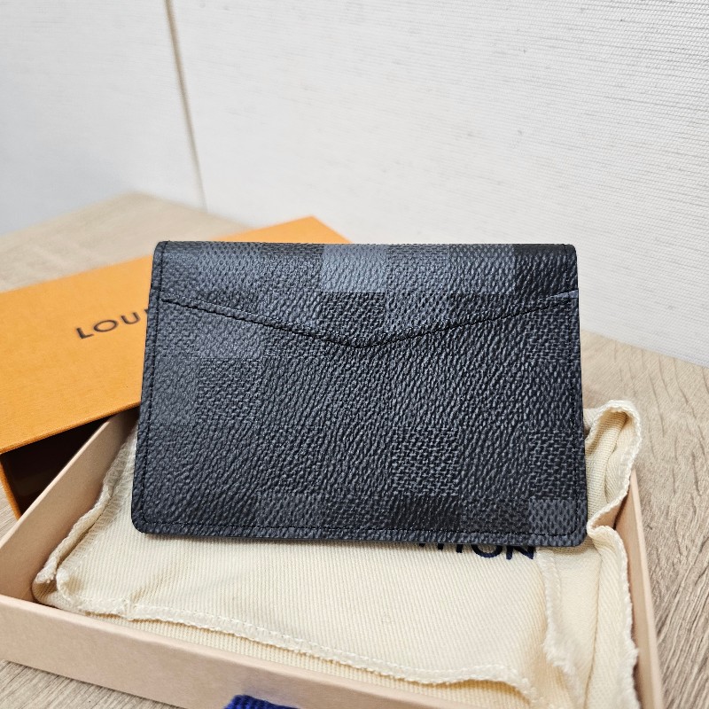 [極新品況❣️] LV黑灰漸層棋盤格對開卡夾-1