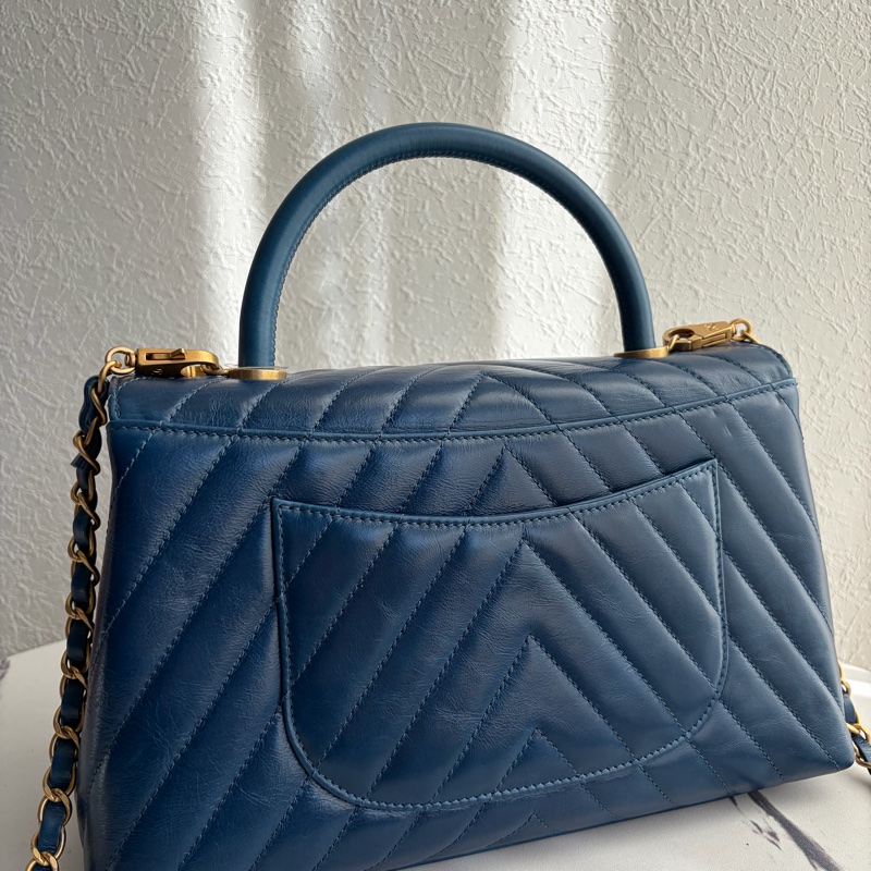 Chanel 藍色山型紋handle金鏈❣️年底犒賞包-1