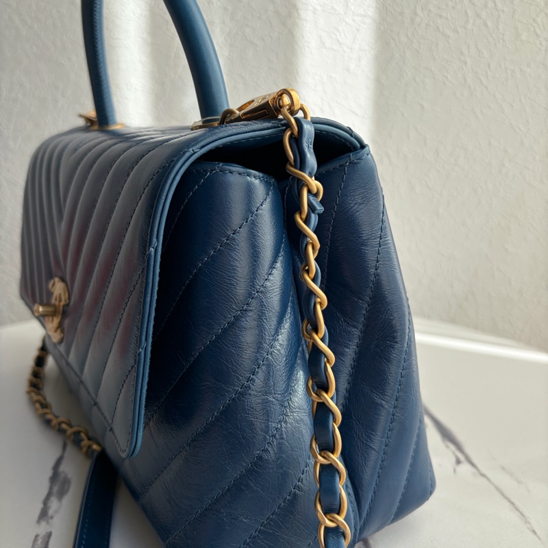Chanel 藍色山型紋handle金鏈❣️年底犒賞包-3