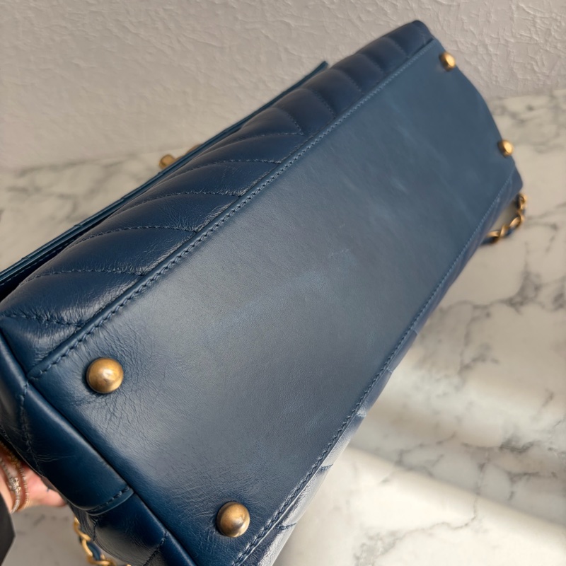 Chanel 藍色山型紋handle金鏈❣️年底犒賞包-4