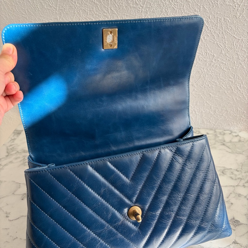 Chanel 藍色山型紋handle金鏈❣️年底犒賞包-6
