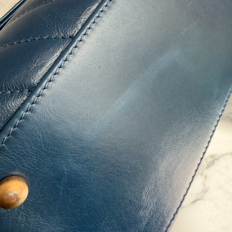 Chanel 藍色山型紋handle金鏈❣️年底犒賞包-11